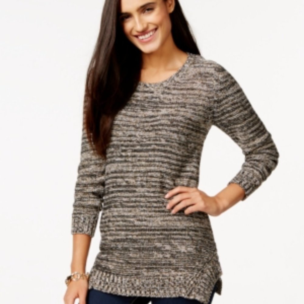Style & Co. Shine Marled Side-Vent Pullover Sweater